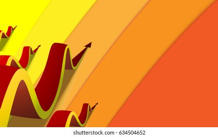 Four red wavy arrows creep along colored tracks