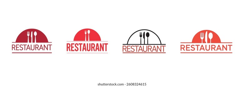Four restaurant logos in various colors, showcasing a simple design.