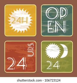 four restaurant signs, vintage. vector illustration