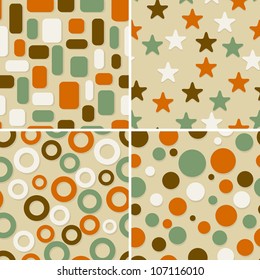 four retro abstract vector seamless patterns, can be used as pattern, backgrounds, christmas wrapping paper