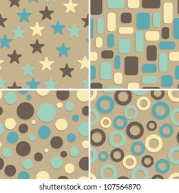 four retro abstract vector seamless patterns, can be used as pattern, backgrounds, christmas wrapping paper