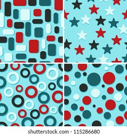 four retro abstract vector seamless patterns, can be used as pattern, backgrounds, christmas wrapping paper