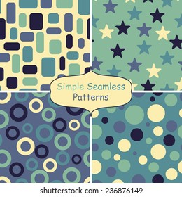 four retro abstract vector seamless patterns, can be used as pattern, backgrounds, christmas wrapping paper