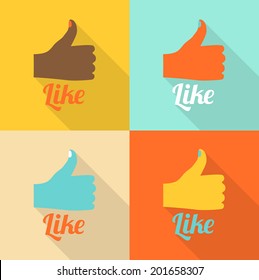 four retro like icons in flat style, vector illustration, eps 10 with transparency