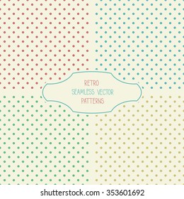 Four retro seamless vector patterns. Can be used in web design, printed on fabric/paper, as a background, or as an element in a composition.