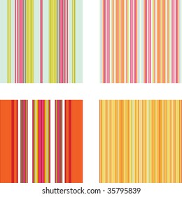 Four retro (seamless) vector stripe patterns in bright colors