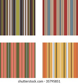 Four retro (seamless) vector stripe patterns in bright colors