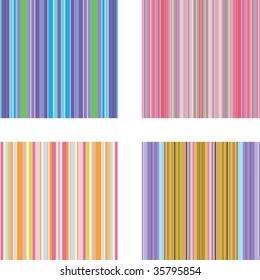 Four retro (seamless) vector stripe patterns in bright colors
