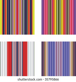 Four retro (seamless) vector stripe patterns in bright colors