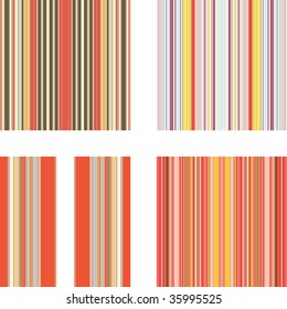 Four retro (seamless) vector stripe patterns in bright colors