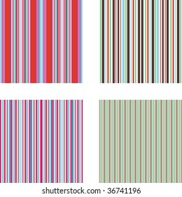 Four retro (seamless) vector stripe patterns in bright colors