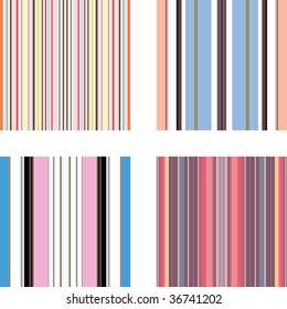 Four retro (seamless) vector stripe patterns in bright colors