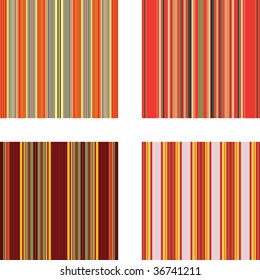 Four retro (seamless) vector stripe patterns in bright colors