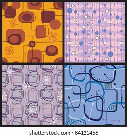 Four Retro style colorful patterns