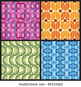 Four Retro style colorful patterns