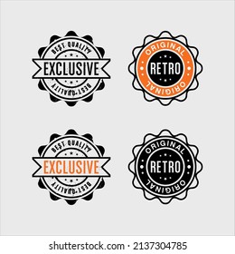 Four retro style stamp label vector