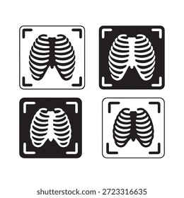 Radiologia de radiologia torácica de esqueleto preto e branco em gaiola de quatro costelas