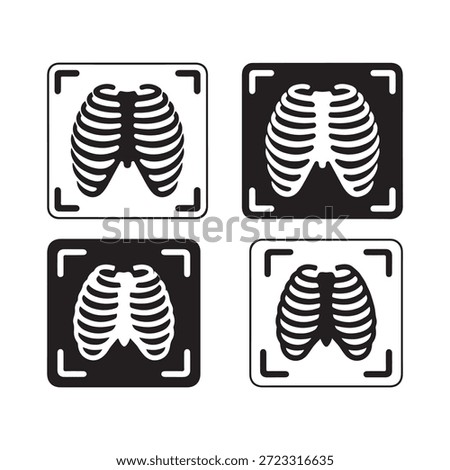 Four Rib Cage X Ray Black and White skeleton chest x ray radiology diagnostic