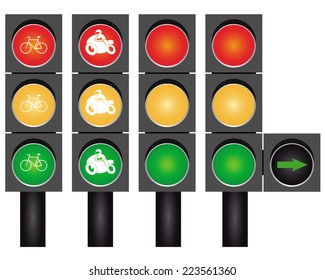 Four road traffic lights to go on a white background