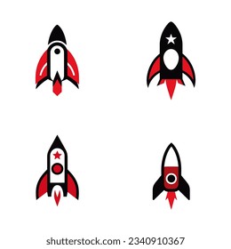 Four rocket logo or icon vector icon illustration design