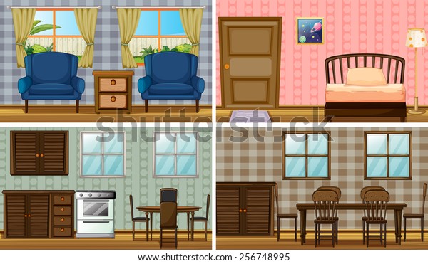 Four Rooms House Stock Vector Royalty Free 256748995