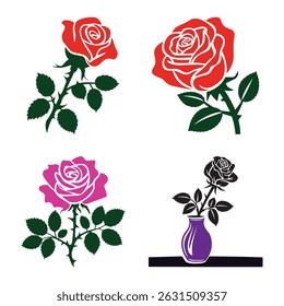 Four Rose vector in Vibrant Colors