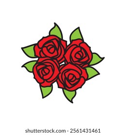 four roses arranged very beautifully