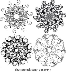 four rosettes. Four compound paths.