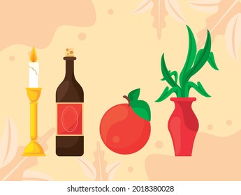 four rosh hashana set icons
