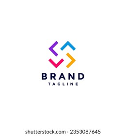 Four Rotating Arrows Logo Design. Four Colorful Arrow Points Facing Four Different Directions Logo Design.