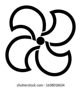 
Four rotating blades of a winding or propeller of black color isoliron on a white background. Vector graphics.
