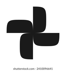 Four rotating half-squircle shapes icon. The top halves of curved square symbols. Isolated on a white background.