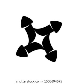 Four Rotation Arrow Direction Vector Black Color Isolated