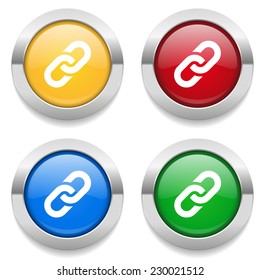 Four round buttons with chain icon and metallic border