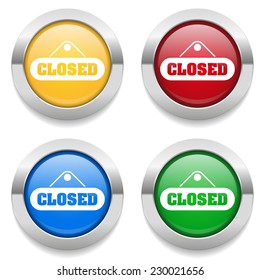Four round buttons with closed icon and metallic border