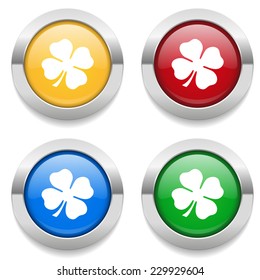 Four round buttons with leaf icon and metallic border