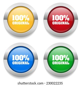 Four round buttons with original icon and metallic border