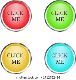 
Four round buttons red, green, blue and yellow in a metal frame