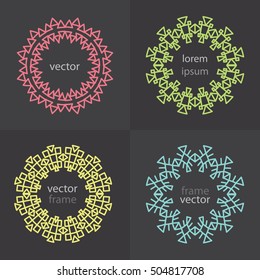 Four round geometric frame. Templates for text formatting. Vector illustration.