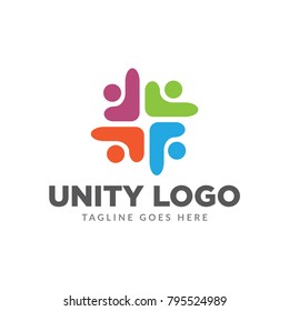 Four Round Unity People Care Logo Icon Vector Template