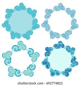 Four round waves ornamental design element isolated on white background. Color vector illustration for invitation, greeting cards, print and other items.