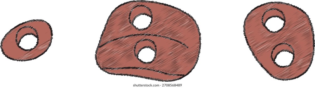 Four rounded brown climbing holds each with recessed mounting holes.