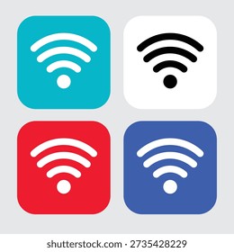 Four rounded square with wifi symbols in different colors wifi wireless symbol network signal