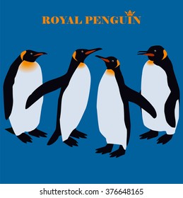Four royal penguins - vector illustration