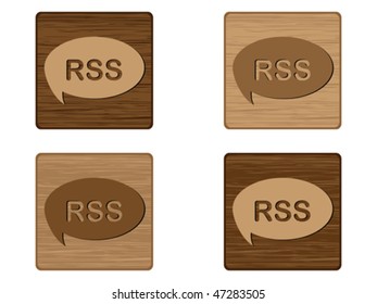 Four RSS wooden buttons