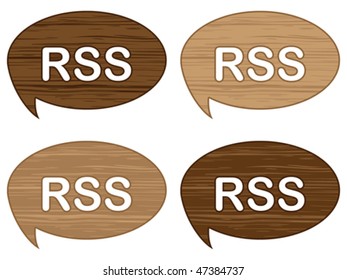 Four RSS wooden buttons