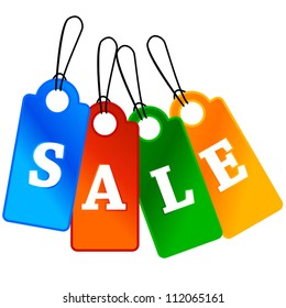 Four Sale labels of different color and unique design. vector illustration