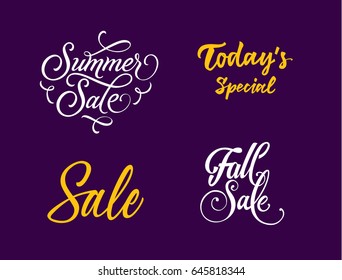 Four Sale Letterings Set on Purple