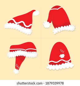 Four Santa Claus' hats that you can use in your design in this holidays, with a clear background. 