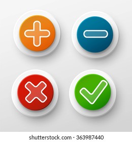 Four satined smooth validation stickers with drop gray shadow on white
